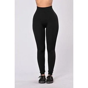 Ladies High Waist Thick Leggings - Black